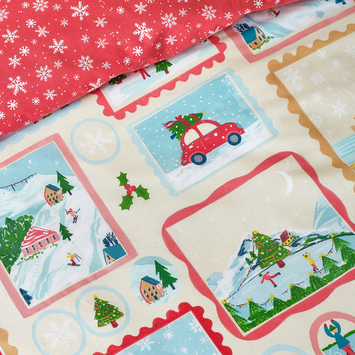 Catherine Lansfield Christmas Town Stamps Duvet Cover Set