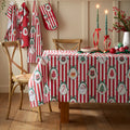 Catherine Lansfield Christmas Vintage Stripe Cotton Tablecloth in Red