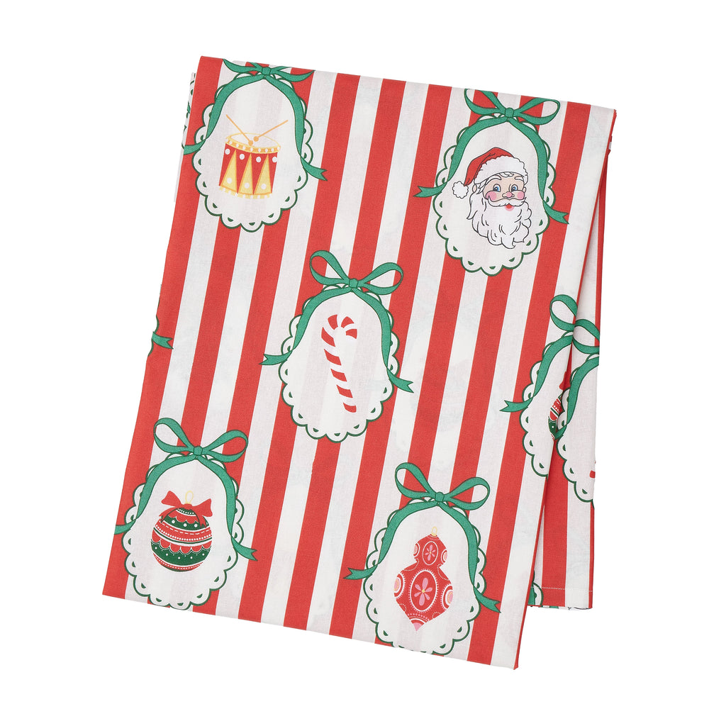 Catherine Lansfield Christmas Vintage Stripe Cotton Tablecloth in Red