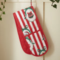 Catherine Lansfield Christmas Vintage Stripe Cotton Double Oven Glove in Red
