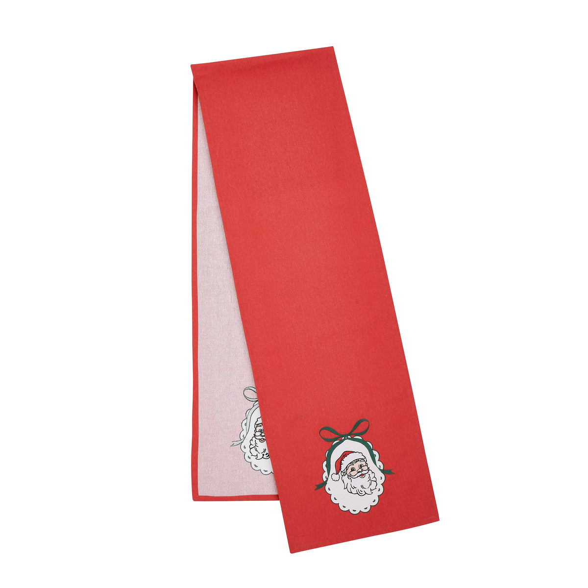 Catherine Lansfield Christmas Vintage Stripe Embroidered Cotton Table Runner in Red