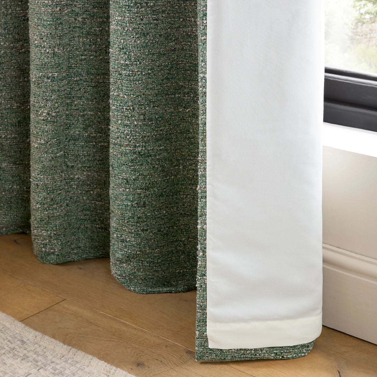 Catherine Lansfield Chunky Boucle Thermal Lined Eyelet Curtains in Green
