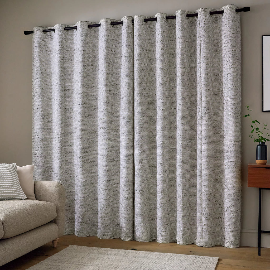 Catherine Lansfield Chunky Boucle Thermal Lined Eyelet Curtains in Cream