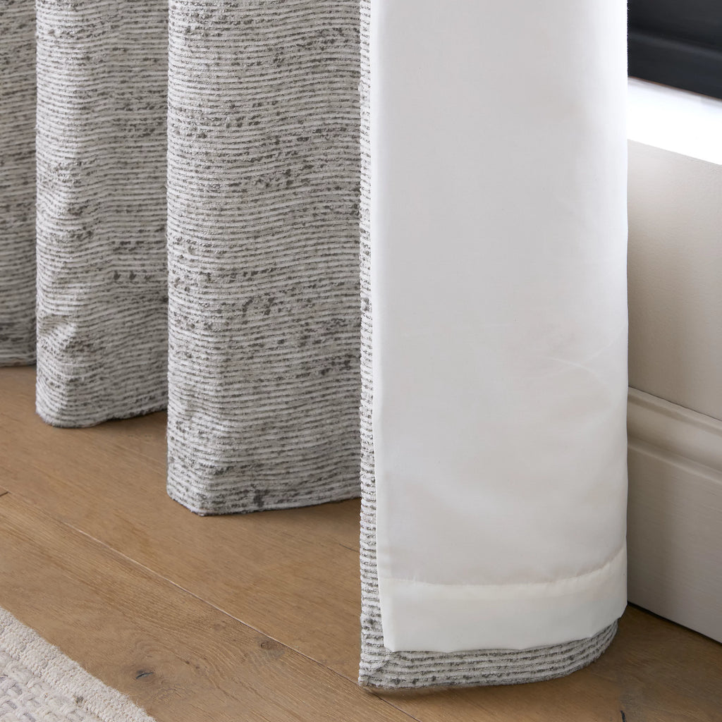 Catherine Lansfield Chunky Boucle Thermal Lined Eyelet Curtains in Cream