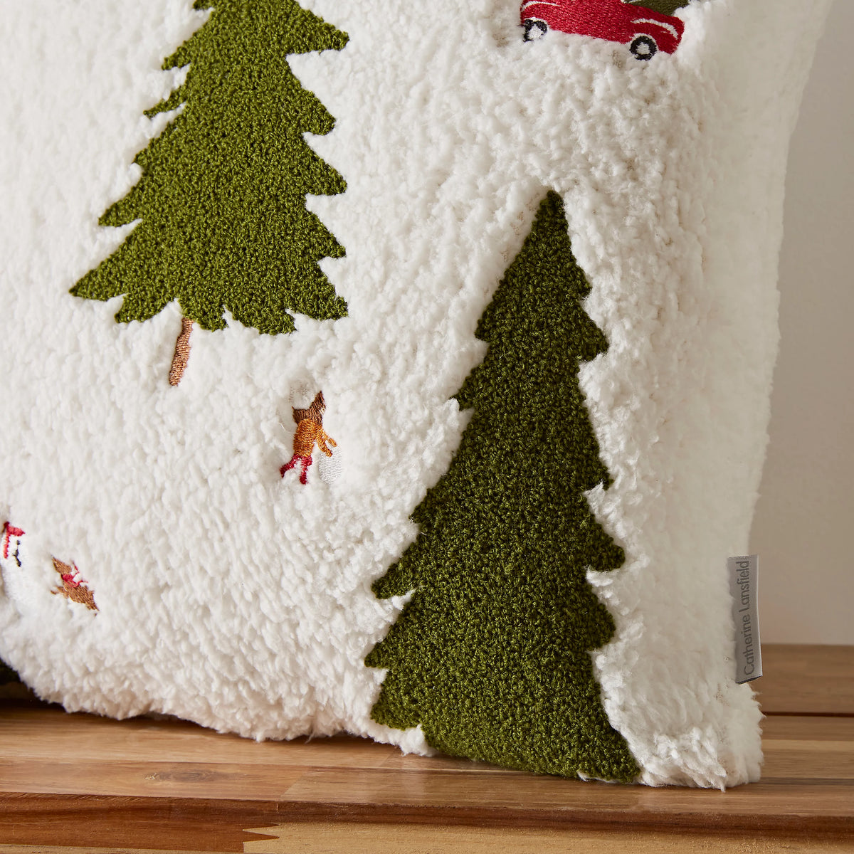 Catherine Lansfield Cosy Boucle Christmas Tree Cushion Neutral