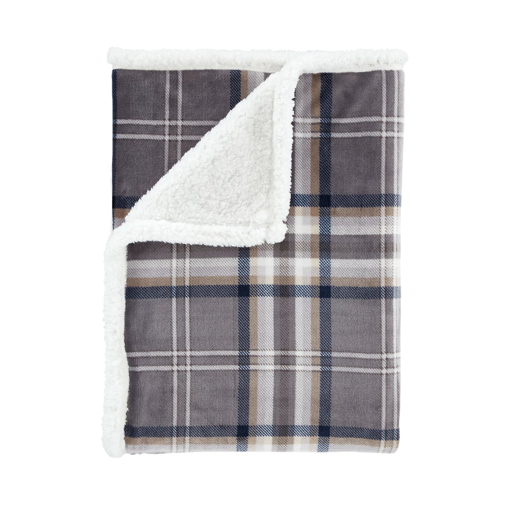 Catherine Lansfield Cosy Kelso Check Throw Charcoal Grey 130x170cm