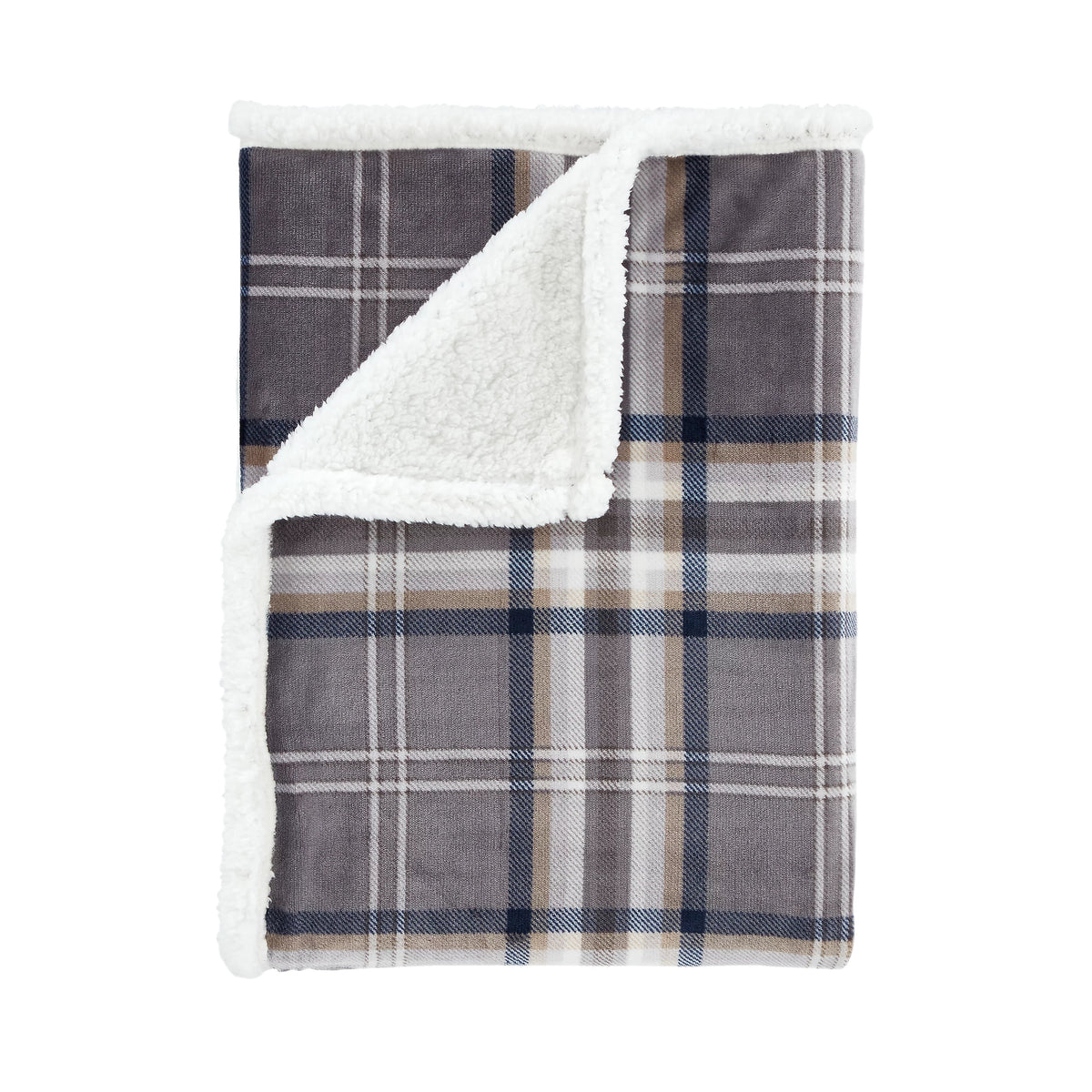 Catherine Lansfield Cosy Kelso Check Throw Charcoal Grey 130x170cm