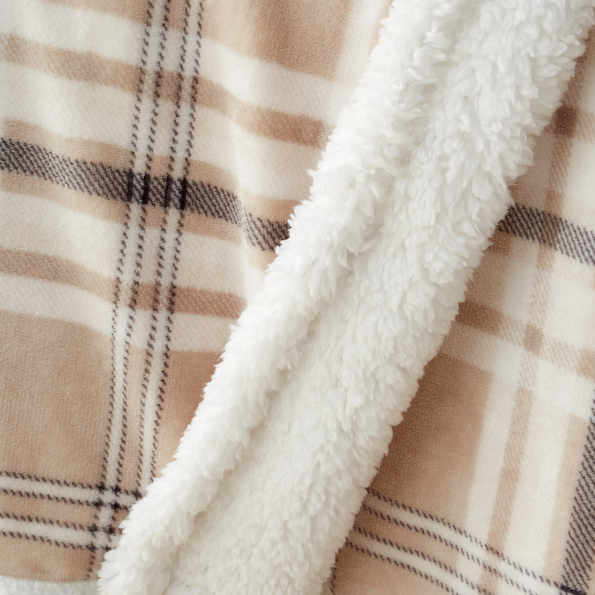 Catherine Lansfield Cosy Kelso Check Throw Natural 130x170cm