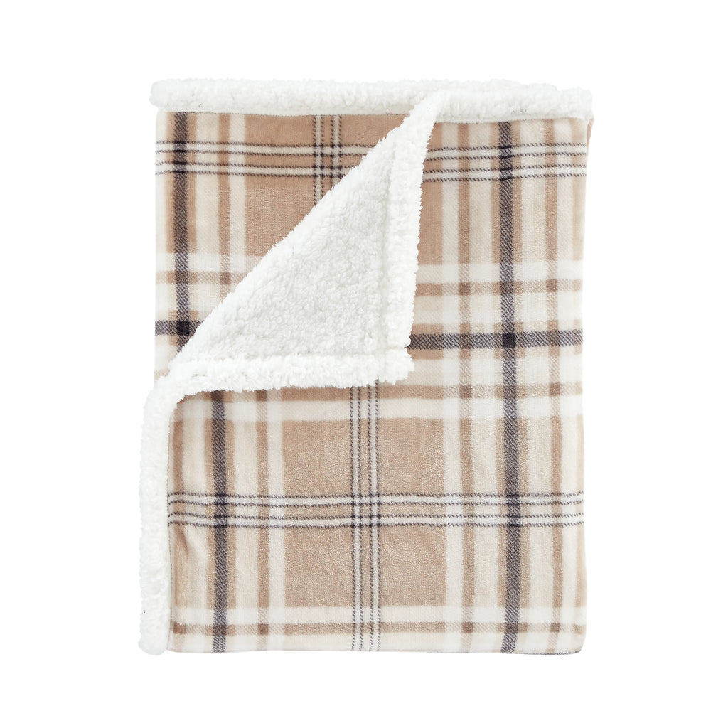 Catherine Lansfield Cosy Kelso Check Throw Natural 130x170cm