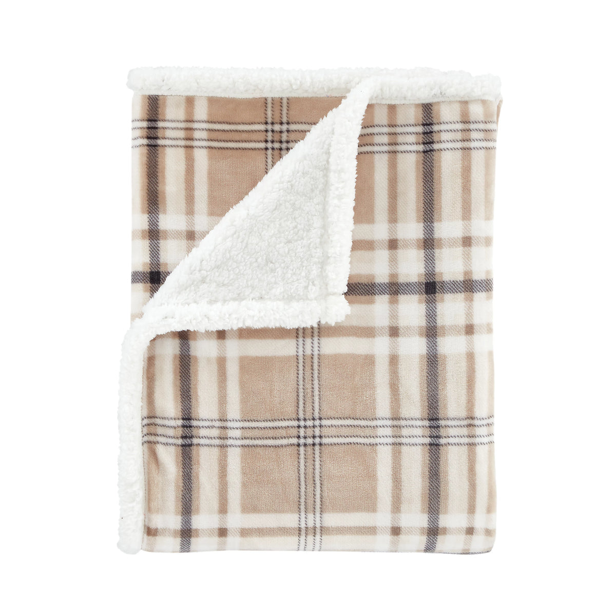 Catherine Lansfield Cosy Kelso Check Throw Natural 130x170cm