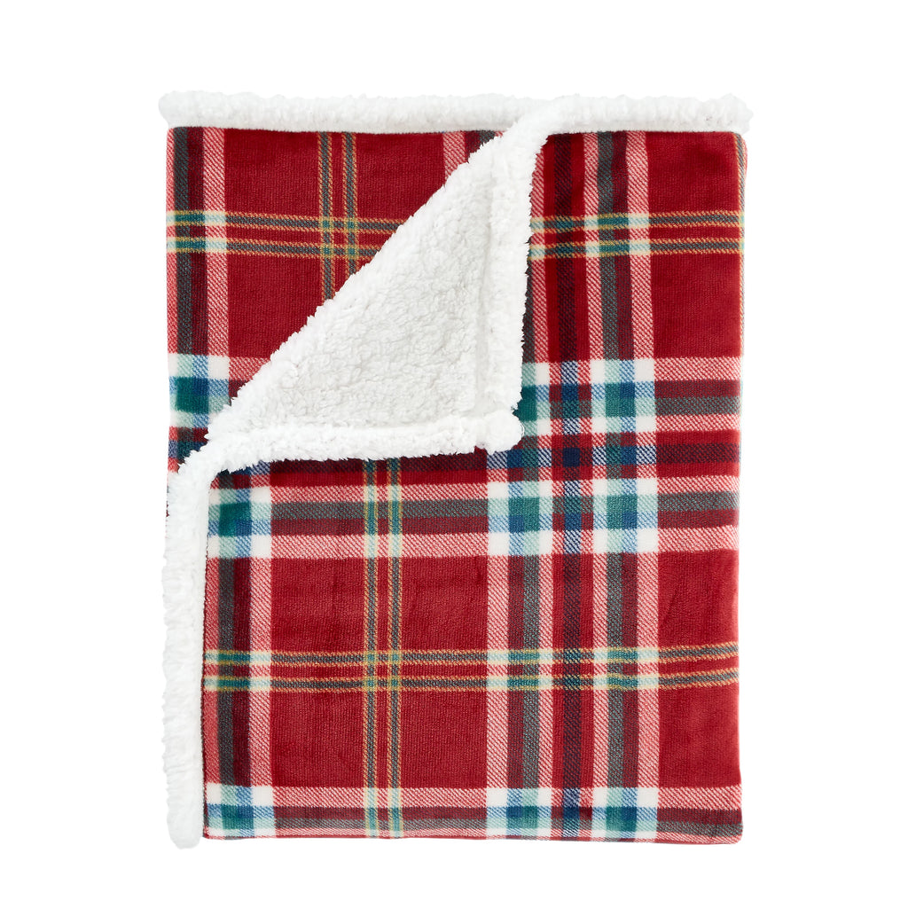Catherine Lansfield Cosy Kelso Check Throw Red 130x170cm