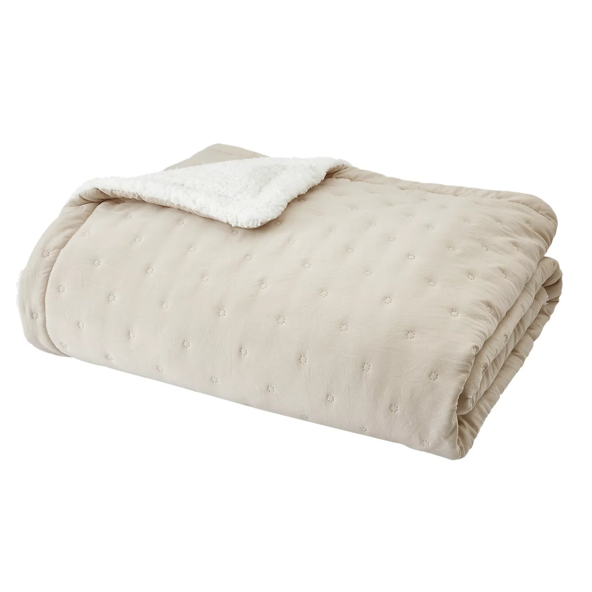 Catherine Lansfield Cosy Nori Sherpa Cream Bedspread 220x230cm