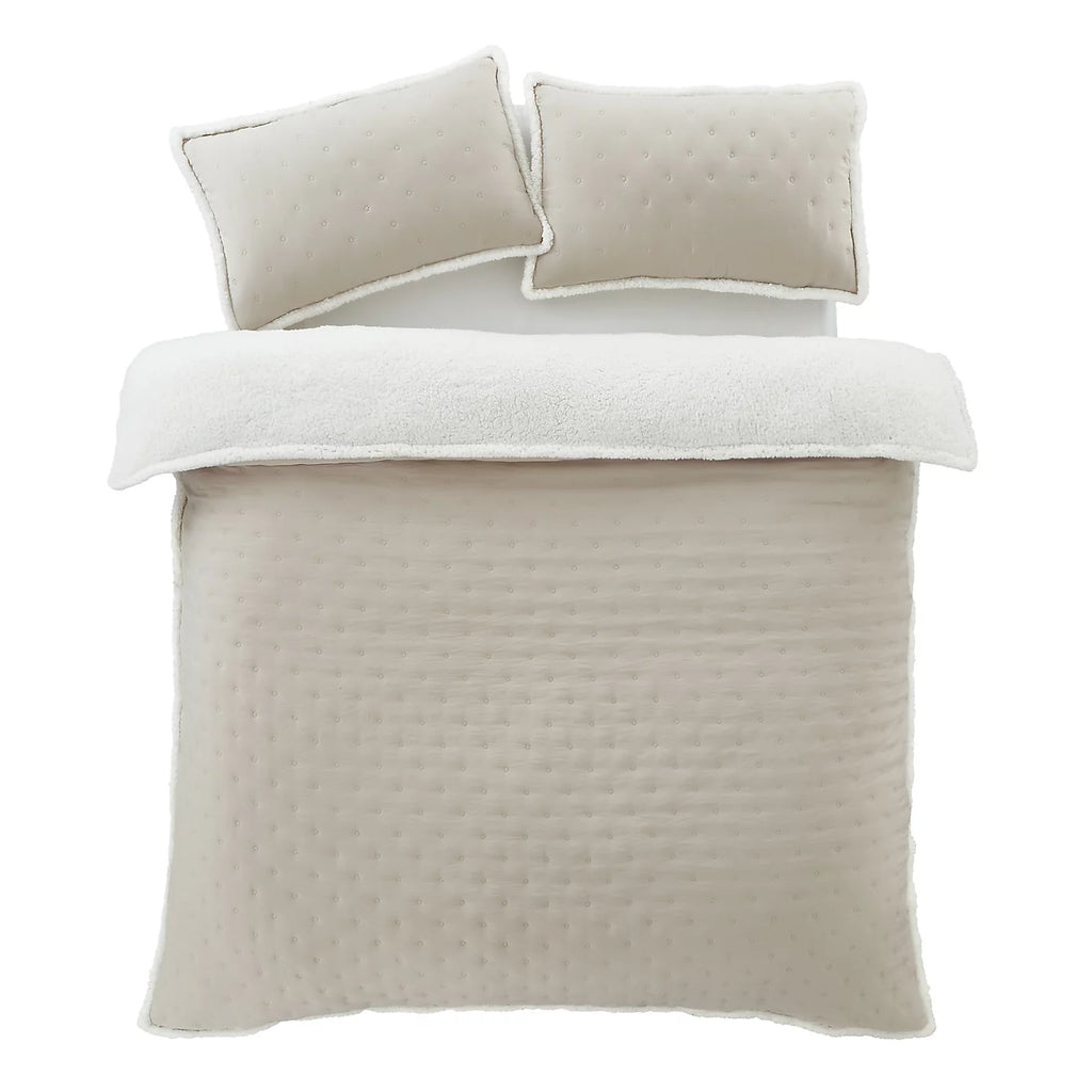 Catherine Lansfield Cosy Nori Sherpa Duvet Cover Set Cream