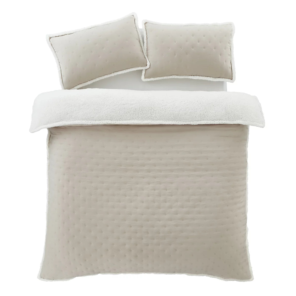 Catherine Lansfield Cosy Nori Sherpa Duvet Cover Set Cream