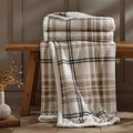 Catherine Lansfield Soft and Cosy Ribbed Check Sherpa Throw - Natural
