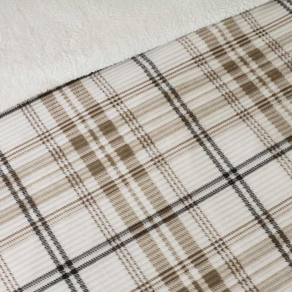 Catherine Lansfield Natural Soft and Cosy Ribbed Check Sherpa Duvet Cover Set