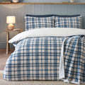 Catherine Lansfield Blue Soft and Cosy Ribbed Check Sherpa Duvet Cover Set