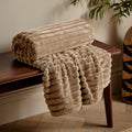 Catherine Lansfield Natural Soft and Cosy Ribbed Faux Fur Throw