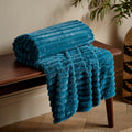Catherine Lansfield Teal Green Soft and Cosy Ribbed Faux Fur Throw