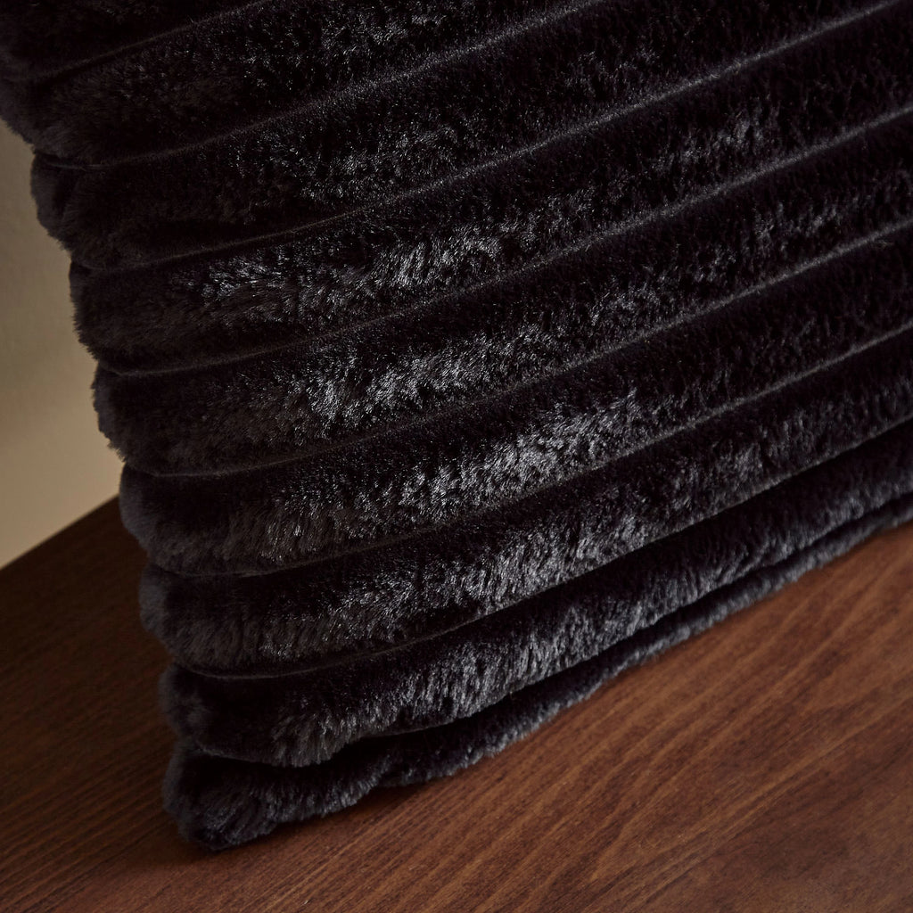 Catherine Lansfield Black Catherine Lansfield Soft and Cosy Ribbed Cushion