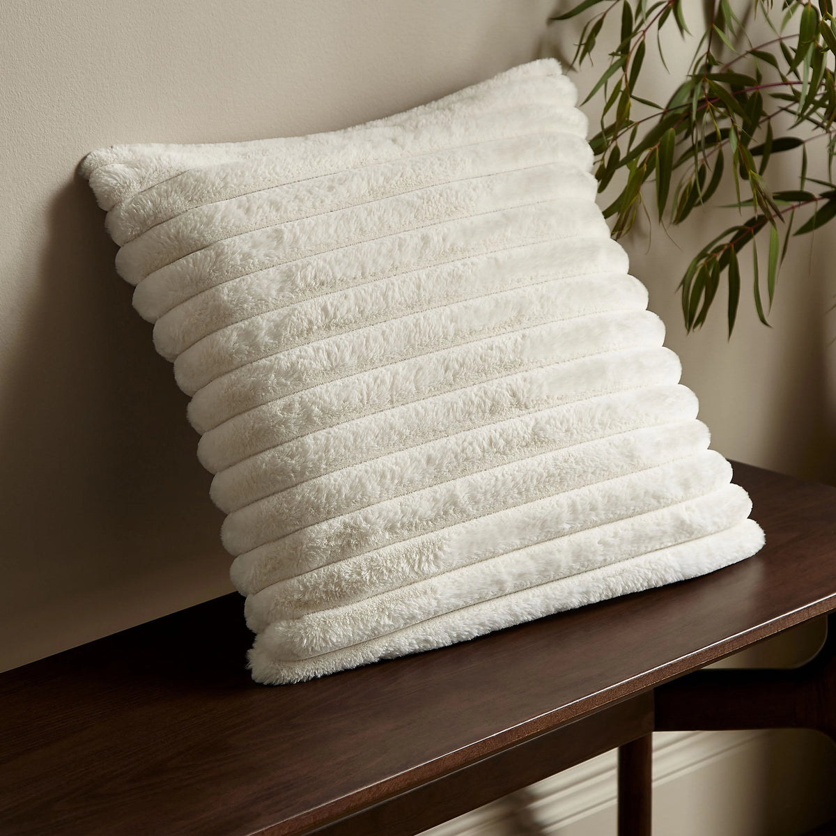 Catherine Lansfield Cream Catherine Lansfield Soft and Cosy Ribbed Cushion