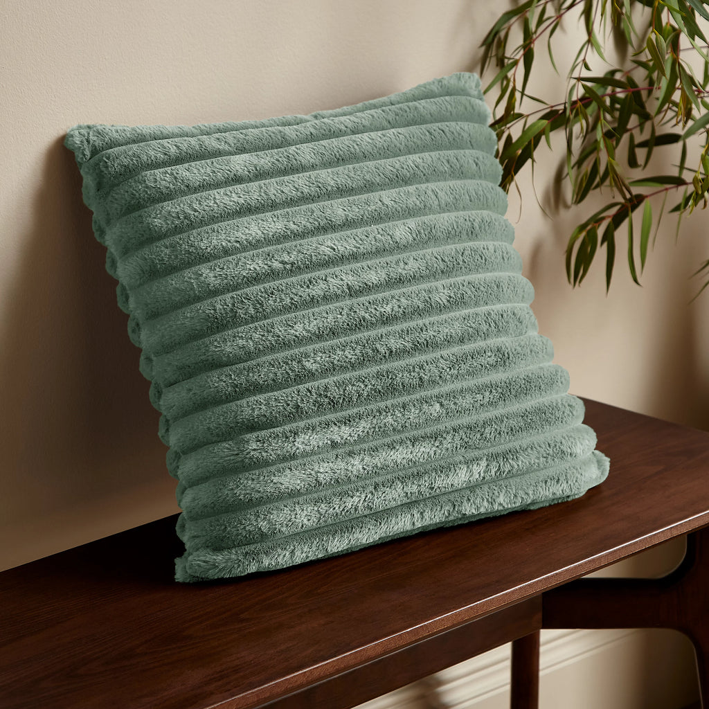 Catherine Lansfield Green Catherine Lansfield Soft and Cosy Ribbed Cushion