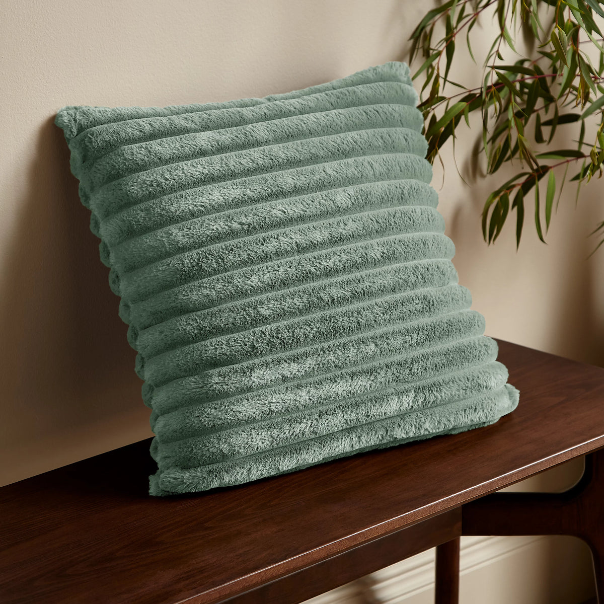 Catherine Lansfield Green Catherine Lansfield Soft and Cosy Ribbed Cushion