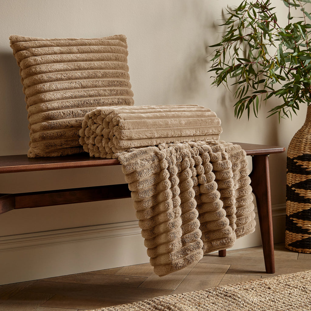 Catherine Lansfield Natural Catherine Lansfield Soft and Cosy Ribbed Cushion