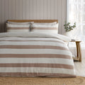 Catherine Lansfield Natural Cosy Sherpa Stripe Duvet Cover Set