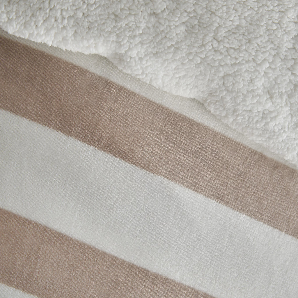 Catherine Lansfield Natural Cosy Sherpa Stripe Duvet Cover Set