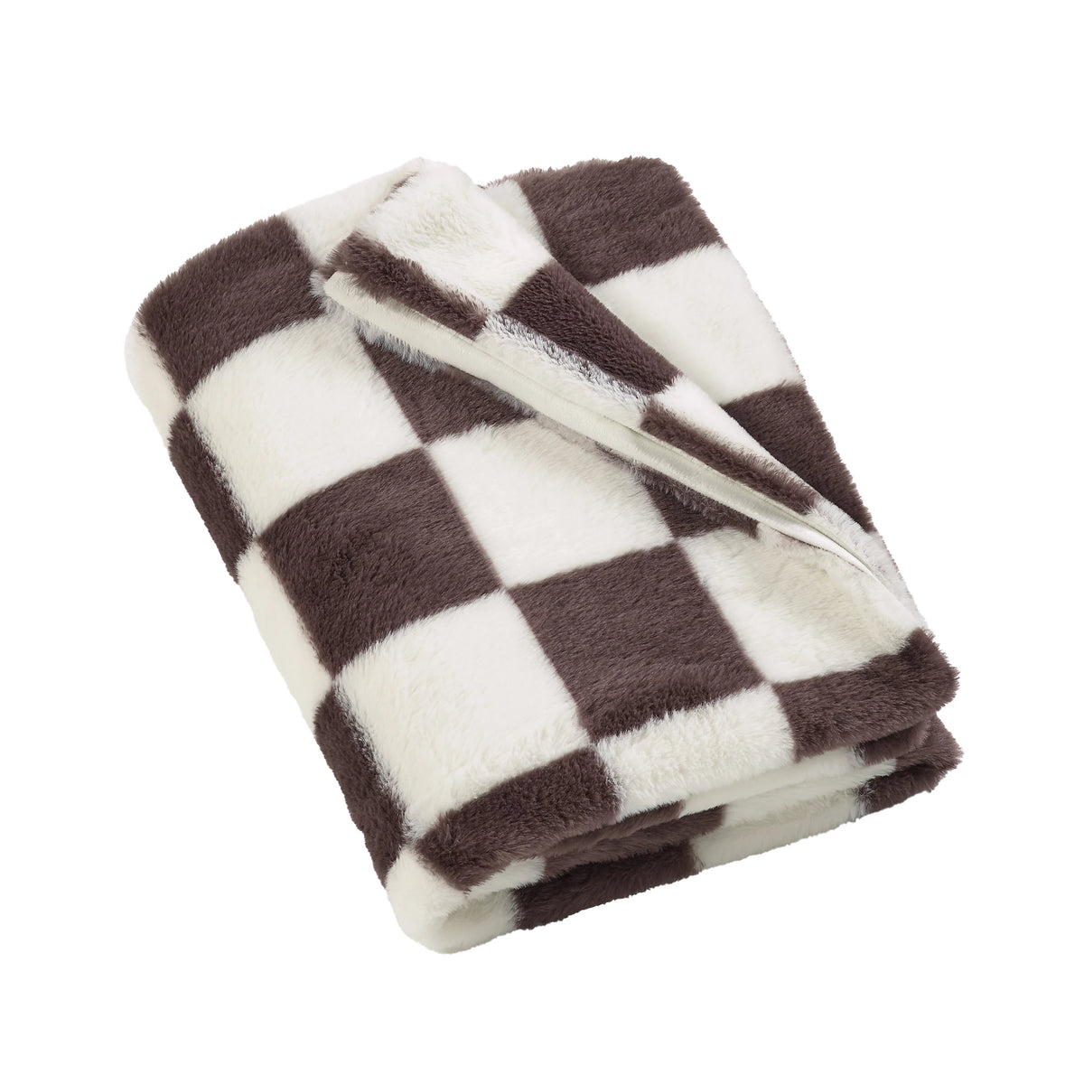 Catherine Lansfield Chocolate Cosy Soft Checkerboard Fleece Blanket Throw
