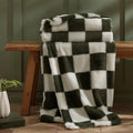 Catherine Lansfield Green Cosy Soft Checkerboard Fleece Blanket Throw