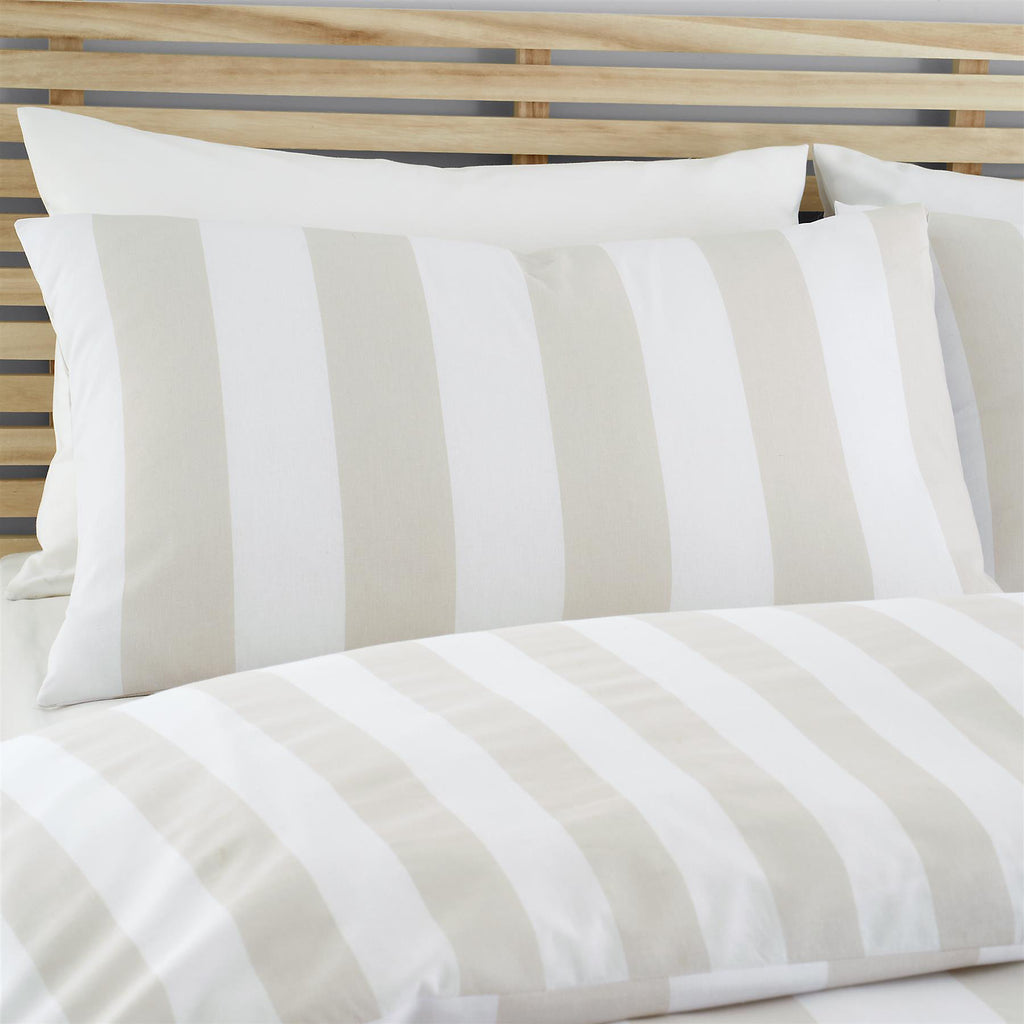 Catherine Lansfield Cove Stripe Natural Duvet Cover Set
