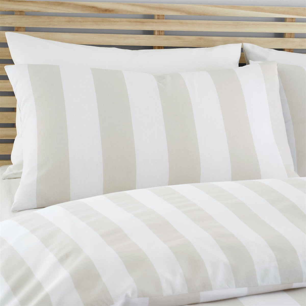 Catherine Lansfield Cove Stripe Natural Duvet Cover Set