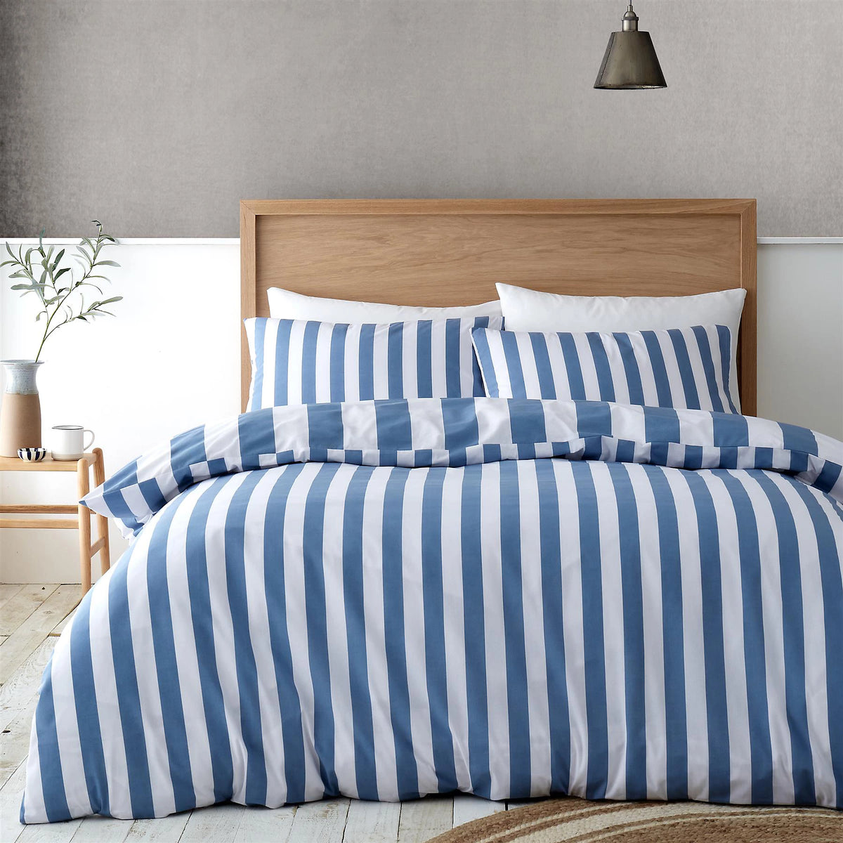 Catherine Lansfield Cove Stripe Blue Duvet Cover Set