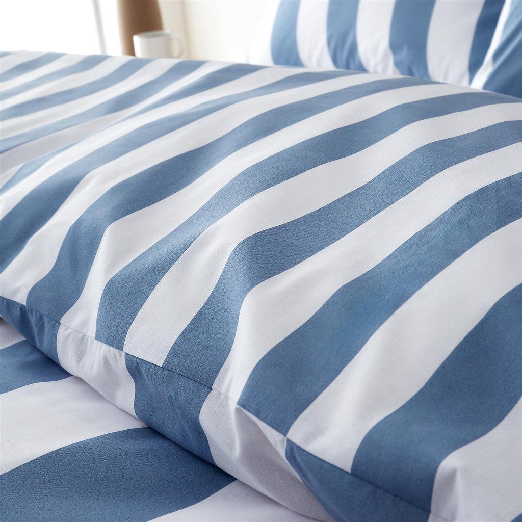 Catherine Lansfield Cove Stripe Blue Duvet Cover Set
