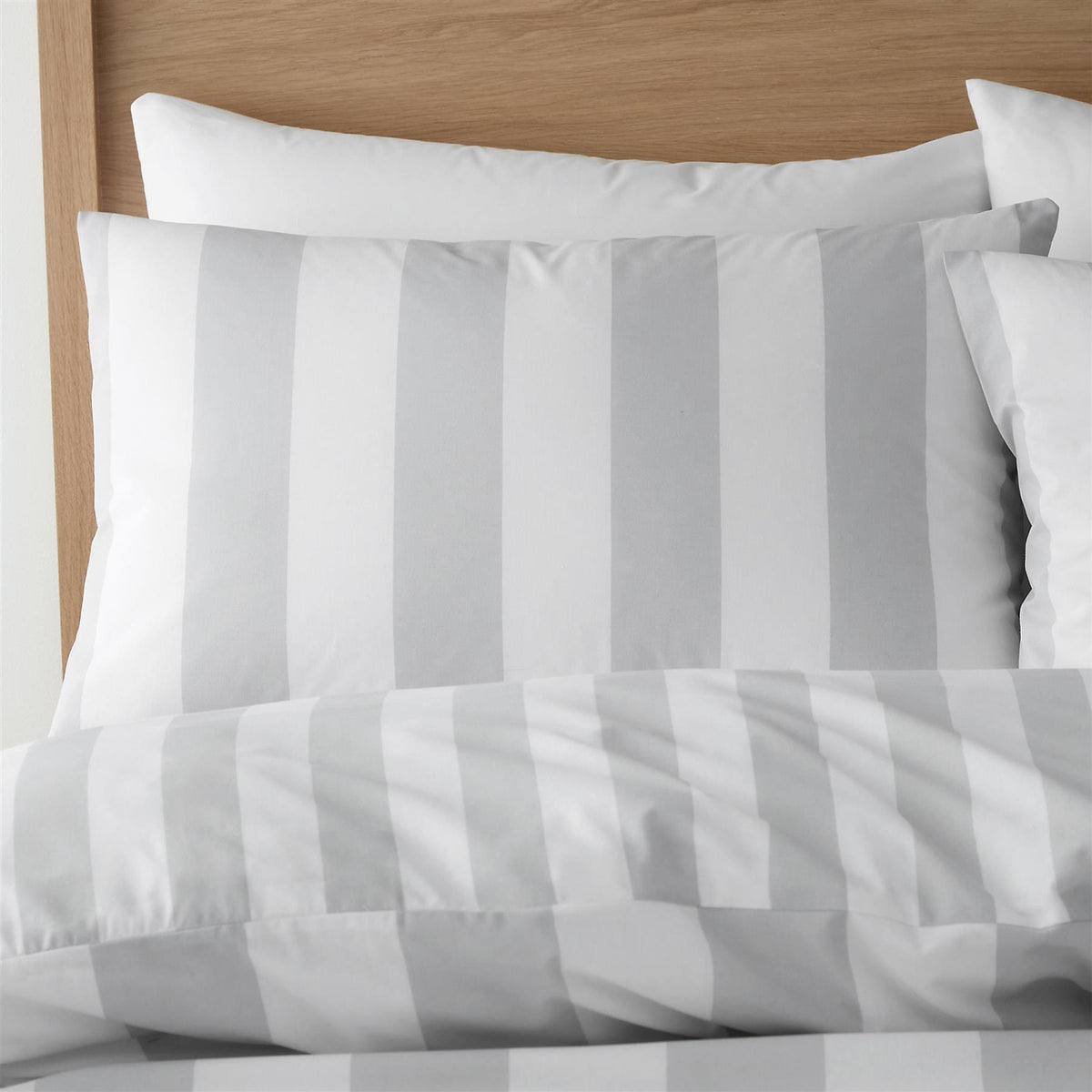 Catherine Lansfield Cove Stripe Silver Duvet Cover Set
