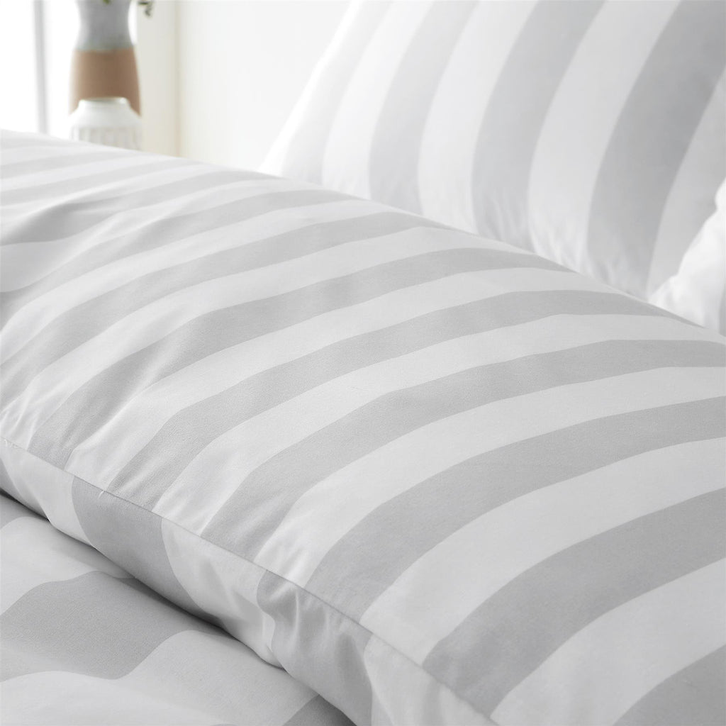 Catherine Lansfield Cove Stripe Silver Duvet Cover Set