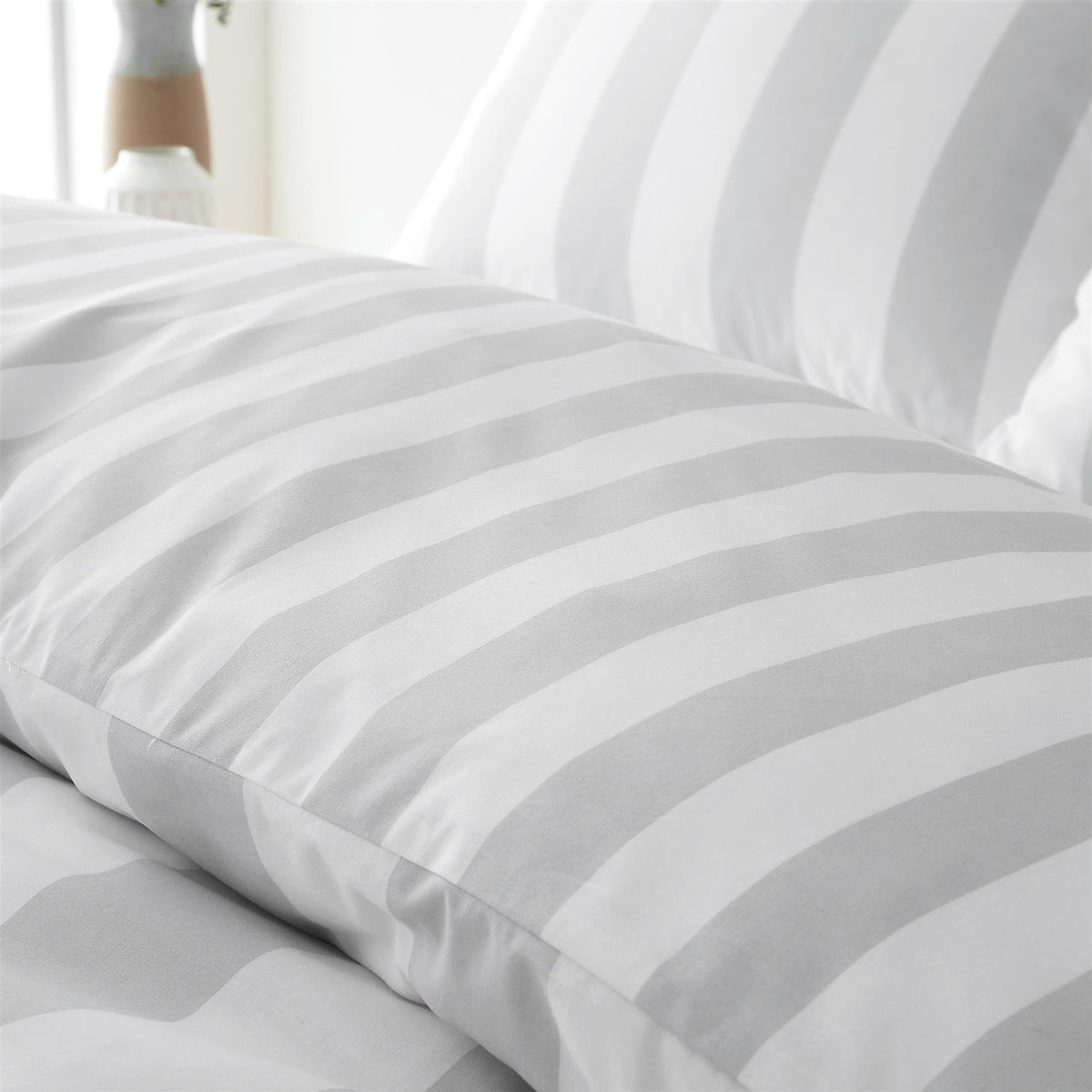 Catherine Lansfield Cove Stripe Silver Duvet Cover Set
