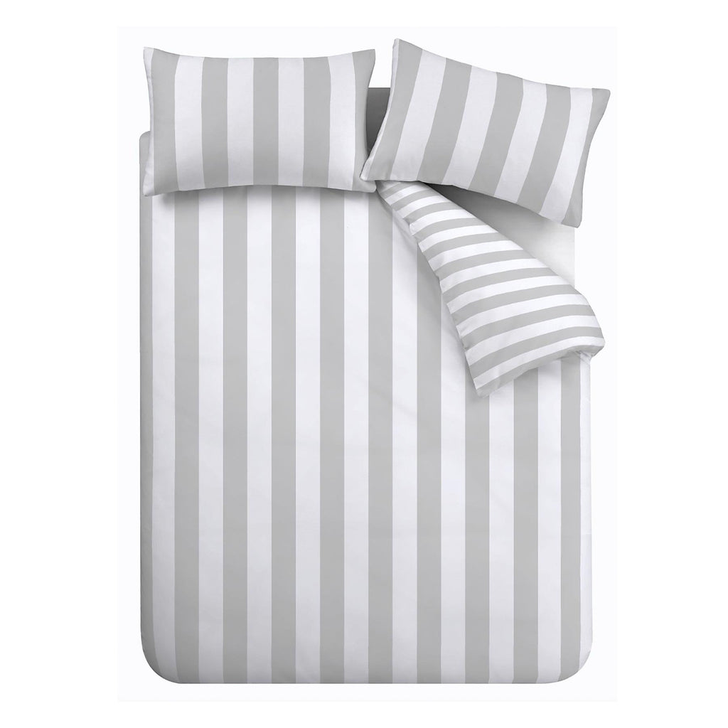 Catherine Lansfield Cove Stripe Silver Duvet Cover Set