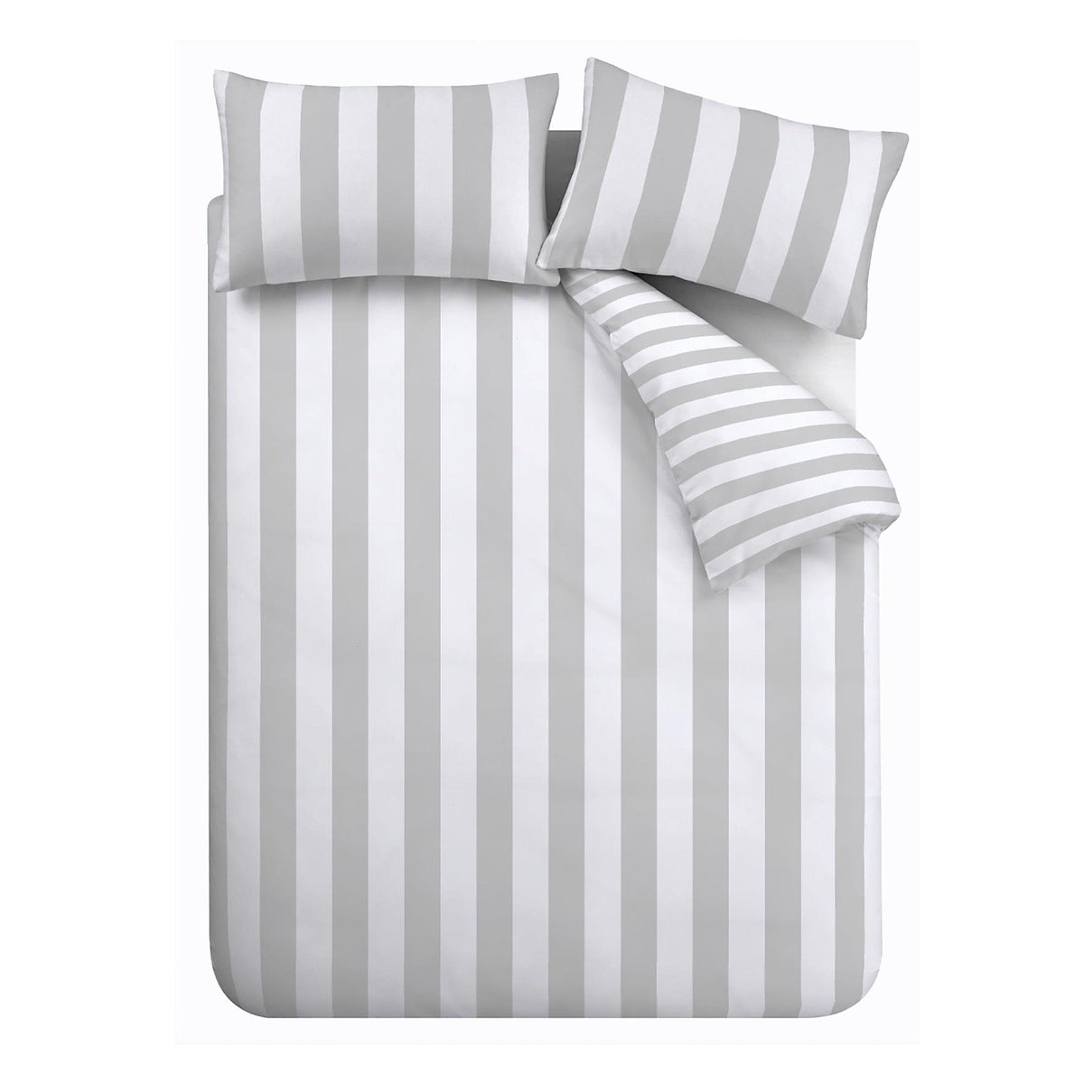 Catherine Lansfield Cove Stripe Silver Duvet Cover Set