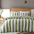 Catherine Lansfield Cove Stripe Green Duvet Cover Set
