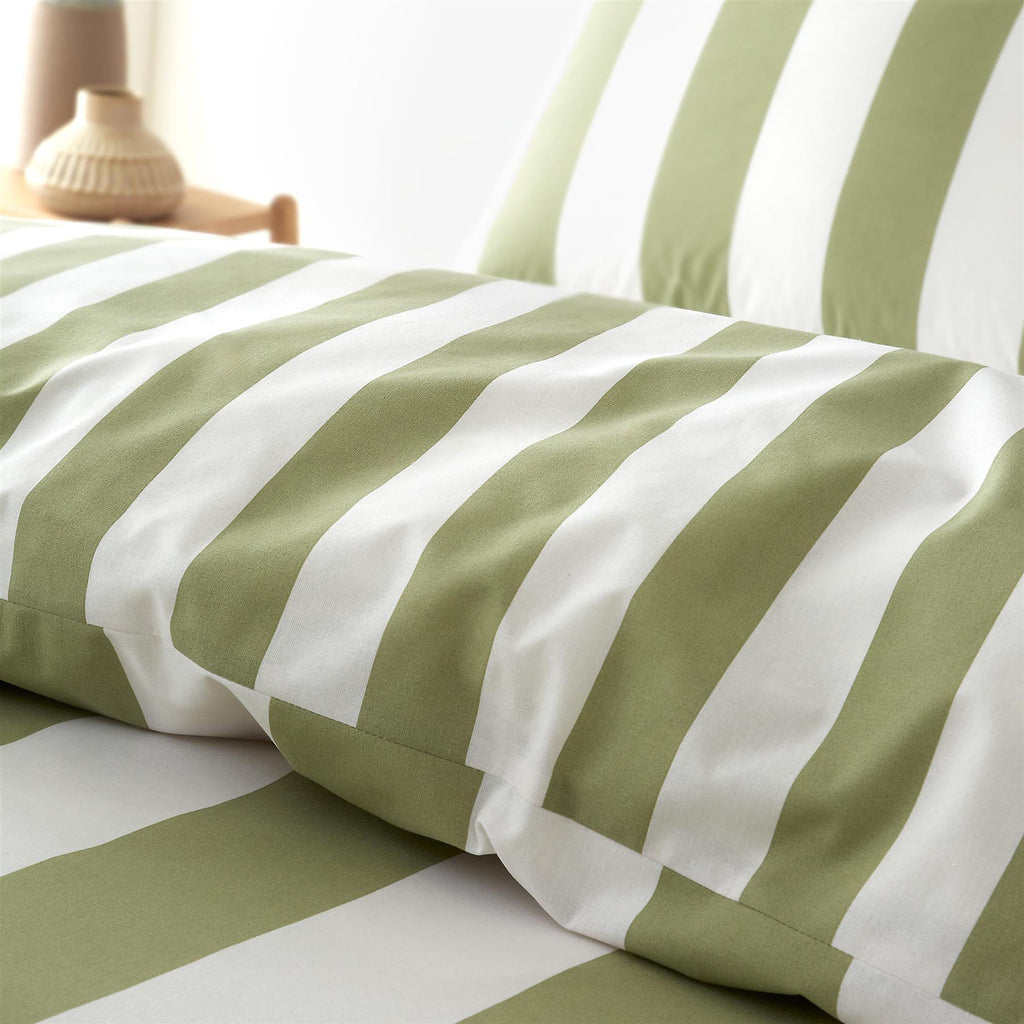 Catherine Lansfield Cove Stripe Green Duvet Cover Set
