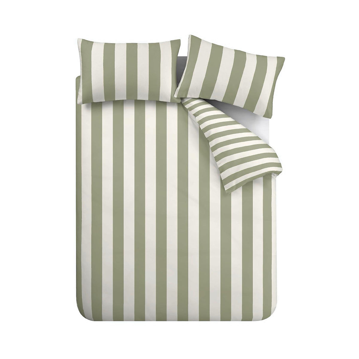 Catherine Lansfield Cove Stripe Green Duvet Cover Set