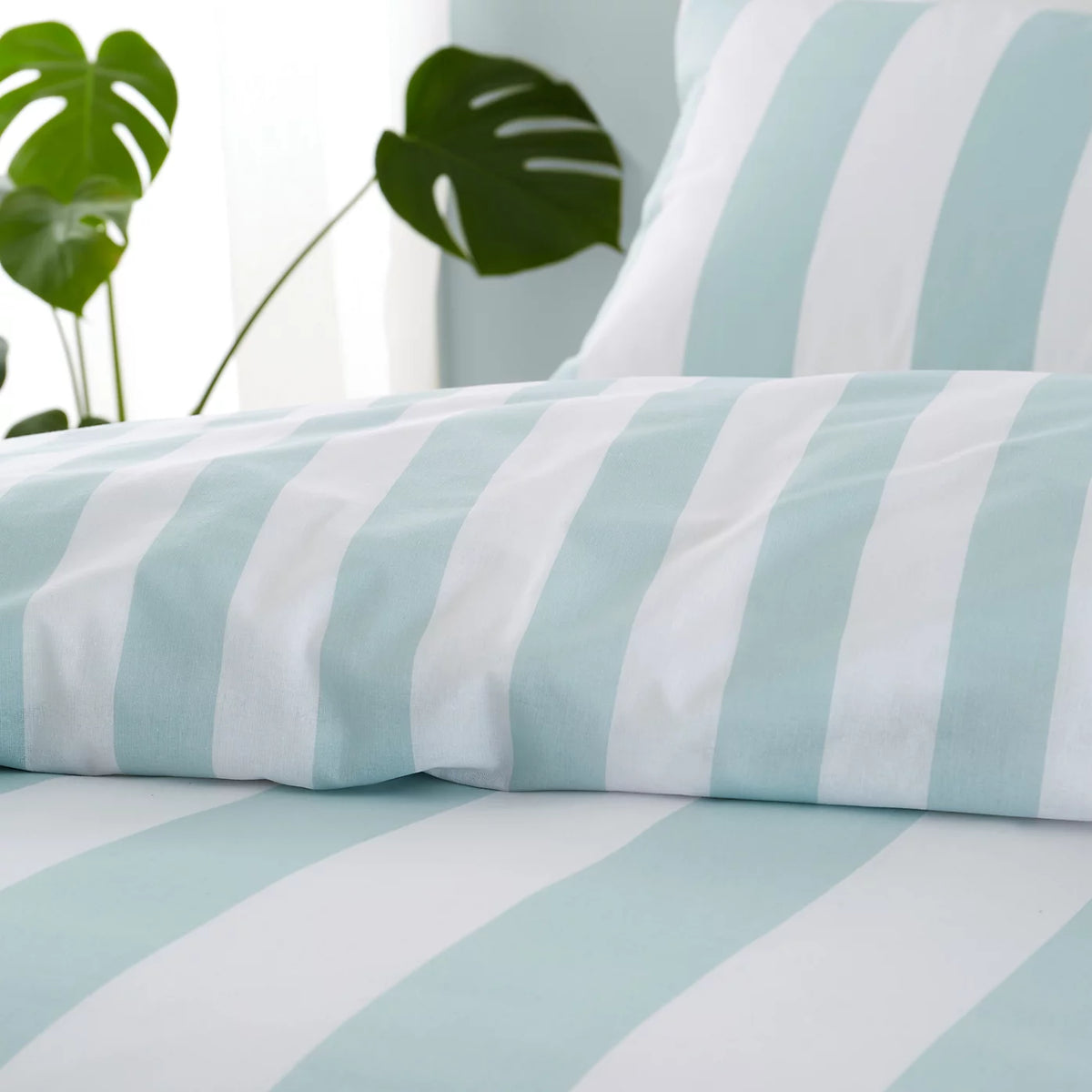 Catherine Lansfield Cove Stripe Duck Egg Blue Duvet Cover Set