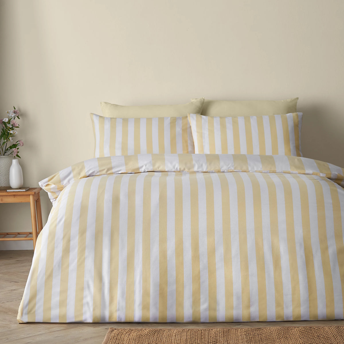 Catherine Lansfield Cove Stripe Yellow Duvet Cover Set