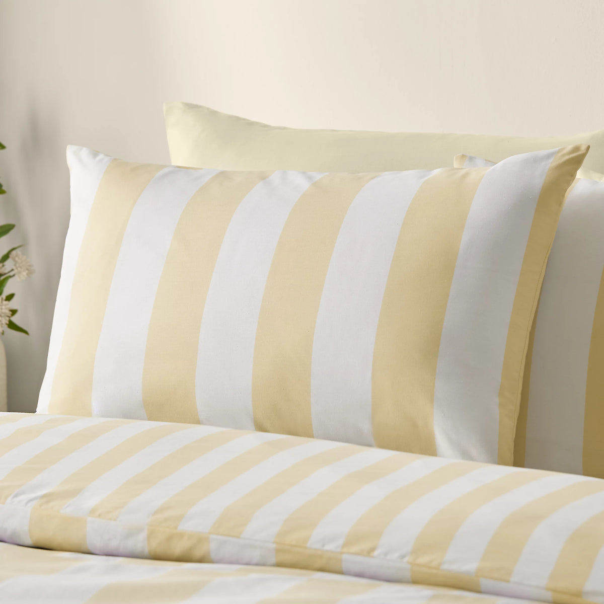 Catherine Lansfield Cove Stripe Yellow Duvet Cover Set