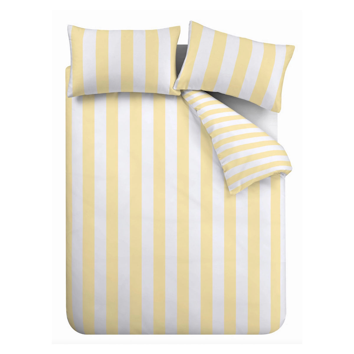 Catherine Lansfield Cove Stripe Yellow Duvet Cover Set