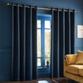 Catherine Lansfield Crinkle Chenille Dimout Eyelet Curtains in Blue