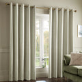 Catherine Lansfield Crinkle Chenille Dimout Eyelet Curtains in Natural